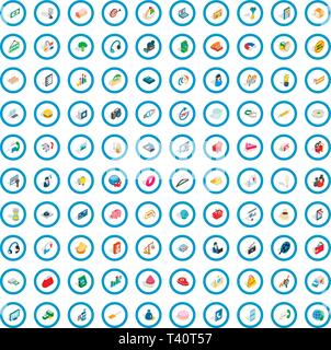 100 retail sales icons set, isometric 3d style Stock Vector