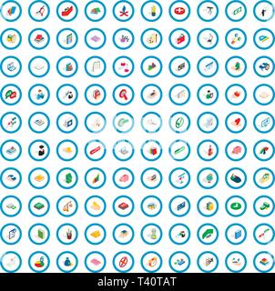 100 right icons set, isometric 3d style Stock Vector