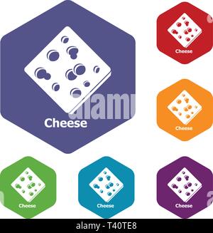 Cheese icons vector hexahedron Stock Vector