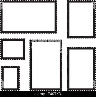 Postage stamp frame icon. Empty border template for postcards and ...