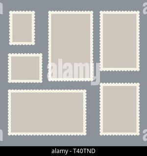 Postage marks and stamps for postcards and postal travel card marking. Stock Vector