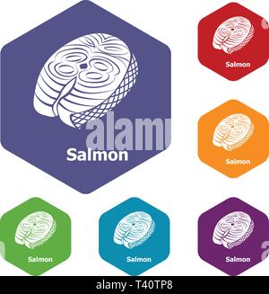 Salmon icons vector hexahedron Stock Vector
