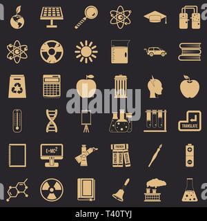 School education icons set, simple style Stock Vector