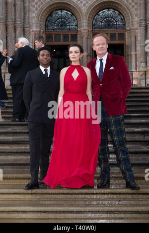 Kedar Williams-Stirling, Emma Mackey, Alistair Petrie attends The global premiere of Netflix’s OUR PLANET on Friday 5 April 2019 at The Natural History Museum, London. . Picture by Julie Edwards. Stock Photo