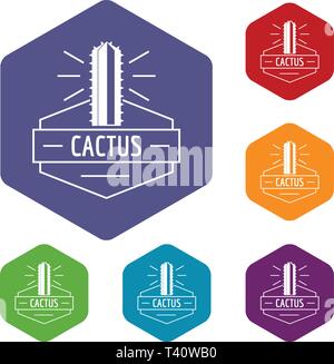 Mexico cactus icons vector hexahedron Stock Vector