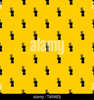 Hand finger pressing button with tick pattern vector Stock Vector