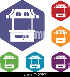 Stall icons vector hexahedron Stock Vector