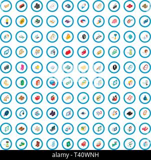 100 sales icons set, isometric 3d style Stock Vector