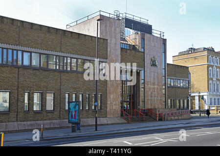 Thames Magistrates Court building on Bow Road, London, UK. Shows main entrance. Stock Photo
