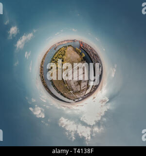Little Planet from the Port of Hamburg Stock Photo