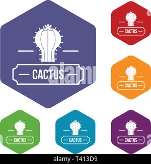 Decoration cactus icons vector hexahedron Stock Vector