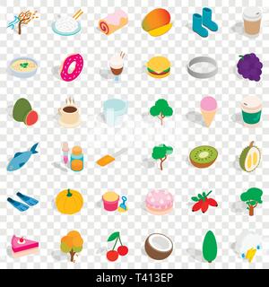 Healthy food icons set, isometric style Stock Vector