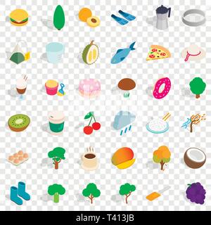 Vegetarian cook icons set, isometric style Stock Vector