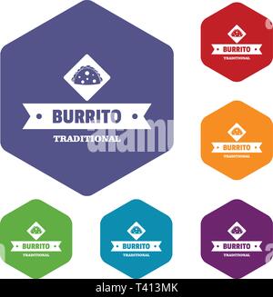 Burrito icons vector hexahedron Stock Vector