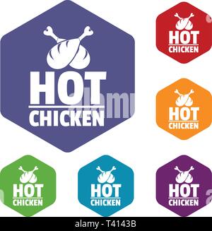 Hot chicken icons vector hexahedron Stock Vector