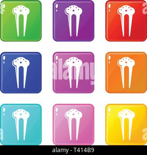 Hair fix clip icons set 9 color collection Stock Vector
