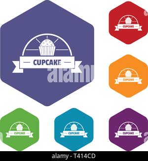 Cupcake icons vector hexahedron Stock Vector