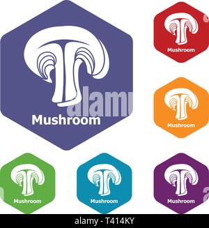 Mushroom icons vector hexahedron Stock Vector