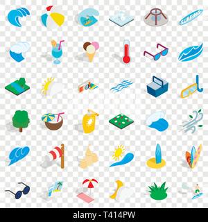 Big water icons set, isometric style Stock Vector