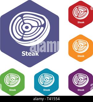 Steak icons vector hexahedron Stock Vector