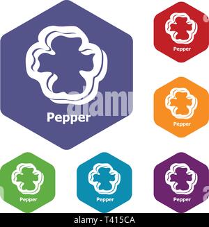 Pepper icons vector hexahedron Stock Vector