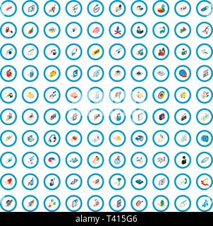 100 research icons set, isometric 3d style Stock Vector