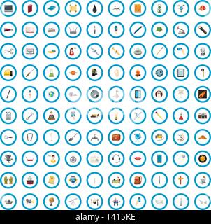 100 research icons set, cartoon style Stock Vector