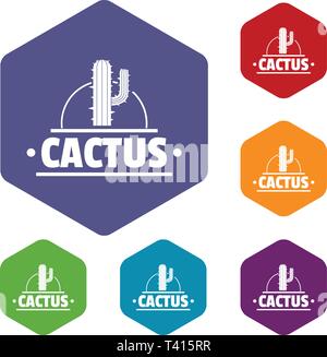 Cactus icons vector hexahedron Stock Vector