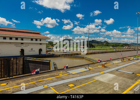 Panama city, Panama - November 08, 2016: Miralflores locks at the Panama Canal. Stock Photo