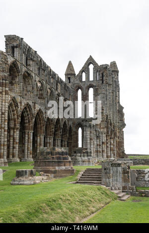 The ruins of Whitby Abbey. A well known historical site on the coast of North Yorkshire, England. Stock Photo