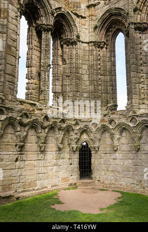 The ruins of Whitby Abbey. A well known historical site on the coast of North Yorkshire, England. Stock Photo