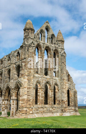 The ruins of Whitby Abbey. A well known historical site on the coast of North Yorkshire, England. Stock Photo