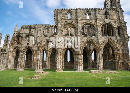 The ruins of Whitby Abbey. A well known historical site on the coast of North Yorkshire, England. Stock Photo