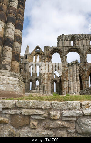 The ruins of Whitby Abbey. A well known historical site on the coast of North Yorkshire, England. Stock Photo