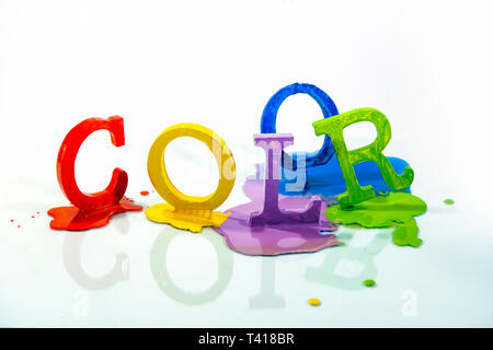Word Color spelled out using multi coloured capital letters Stock Photo