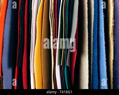 Close-up of Multi-colored fabric swatches Stock Photo
