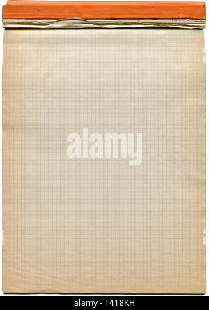 Old notepad, squared sheet Stock Photo