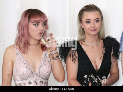 Maisie Williams (left) and Kerry Ingram attending the Game of Thrones Premiere, held at Waterfront Hall, Belfast. Stock Photo