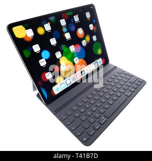 Apple iPad Pro with keyboard/stand attached. Stock Photo