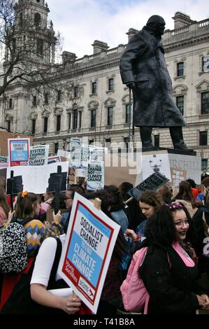 LONDON, UNITED KINGDOM. 12th April 2019, The 3rd Students4Climate Strike at Parliament Square in Central London. © Martin Foskett/Knelstrom Ltd Stock Photo