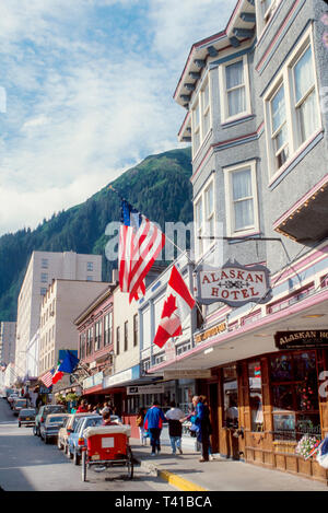 Alaska Alaskan Juneau South Franklin Street built 1913 Alaskan Hotel, Stock Photo