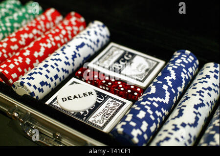 Playing Texas Hold'em Poker. Stock Photo