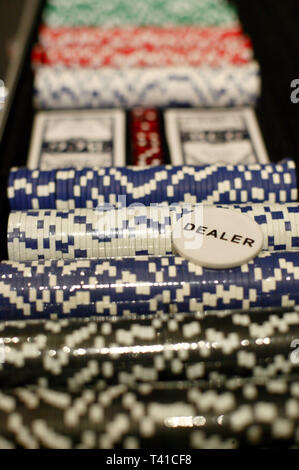 Playing Texas Hold'em Poker. Stock Photo