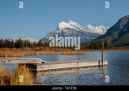 Vermilion Lakes and Mount Rundle in Banff, Alberta, Canada Stock Photo