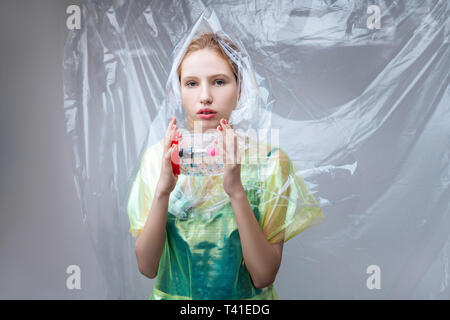 Feeling conscious. Appealing fair-haired model feeling conscious participating in environmental movement Stock Photo