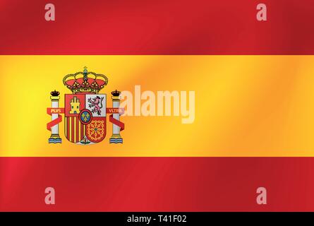 National flag of Spain. Beautiful illustration with wavy texture. Stock Vector