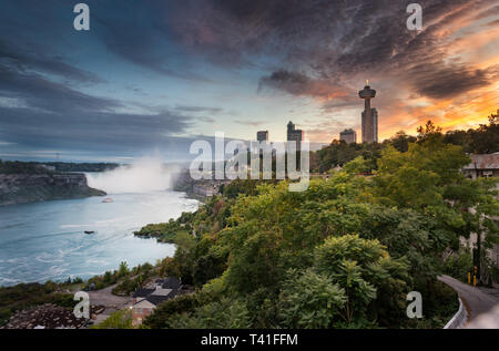 Niagara Falls, Canada October 06, 2018 : Panoramic view of Niagara Falls in the evening from the Canadian side Stock Photo