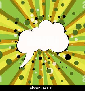 Empty white comic bubble for your text on yellow and green background. Comic sound effects in pop art style. Vector illustration eps10 Stock Vector