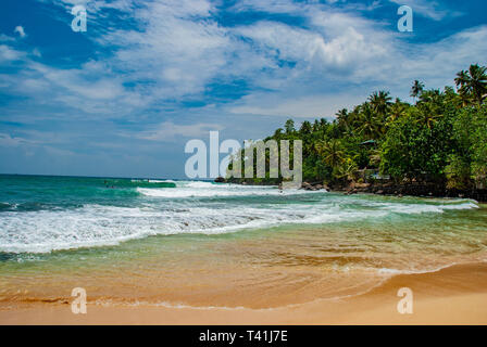 Tropical Beach and sea in Mirissa in Sri Lanka Stock Photo