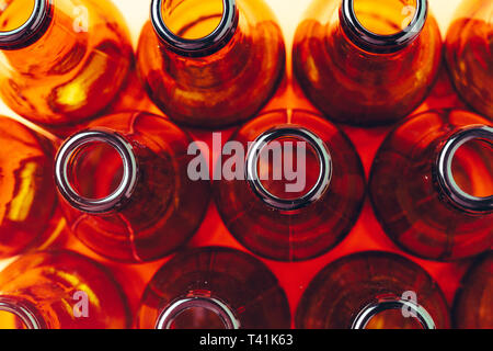 session of empty and brown glass bottles for advertising photographs Stock Photo
